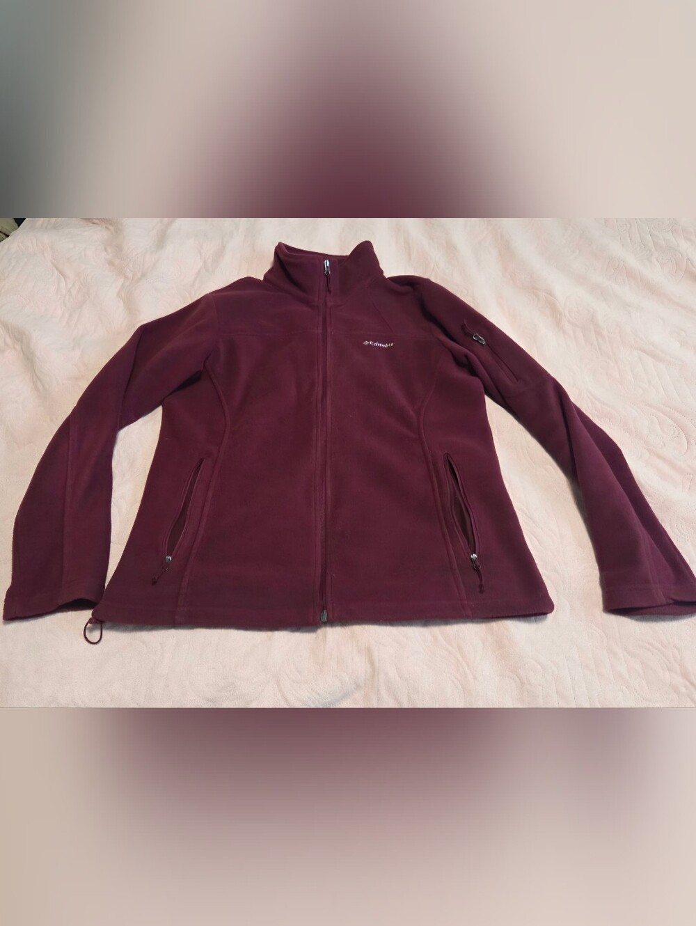 Columbia Women's Full Zip Fleece Hoodie Sz L Burgundy